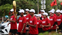 Rombongan pembawa obor api perjuangan dari Mrapen tiba di kawasan Kemayoran pukul 16.30 WIB.  