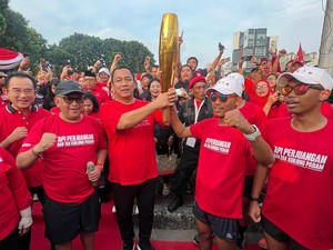 Obor Api Perjuangan PDIP dari Jateng Tiba di Kemayoran Jakarta