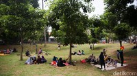 Suasana yang sejuk membuat pengunjung nyaman dan betah berlama-lama di taman tersebut.