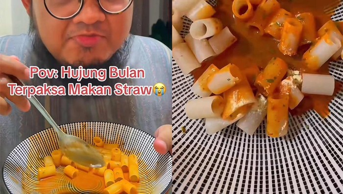 Pria Ini Nekat Makan Sedotan Kopi yang Diracik Pakai Saus Pasta
