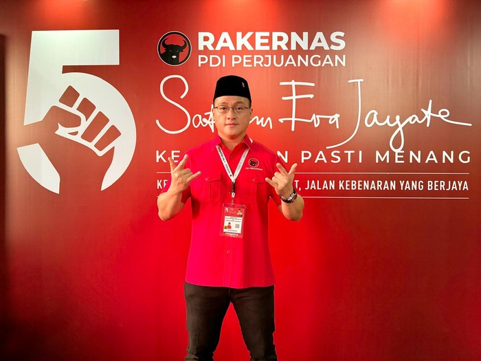 Anggota DPRD DKI Jakarta Komisi D Fraksi PDI Perjuangan Hardiyanto Kenneth di Acara Rakernas ke V PDI Perjuangan