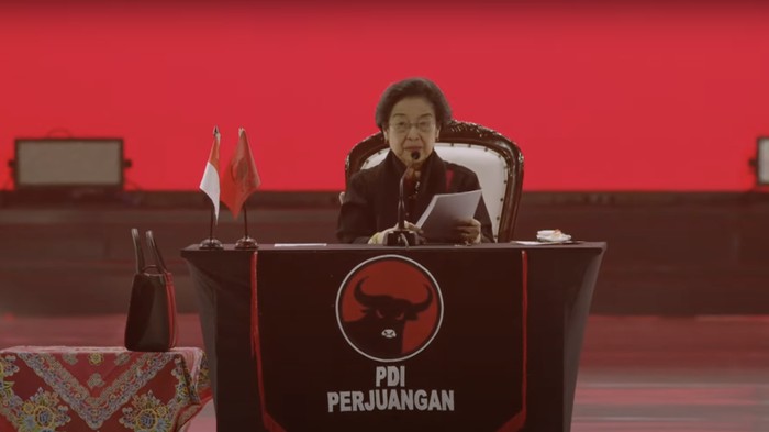 Megawati Soekarnoputri dalam acara Rakernas PDIP, Jumat (24/5/2024). (YouTube PDIP)