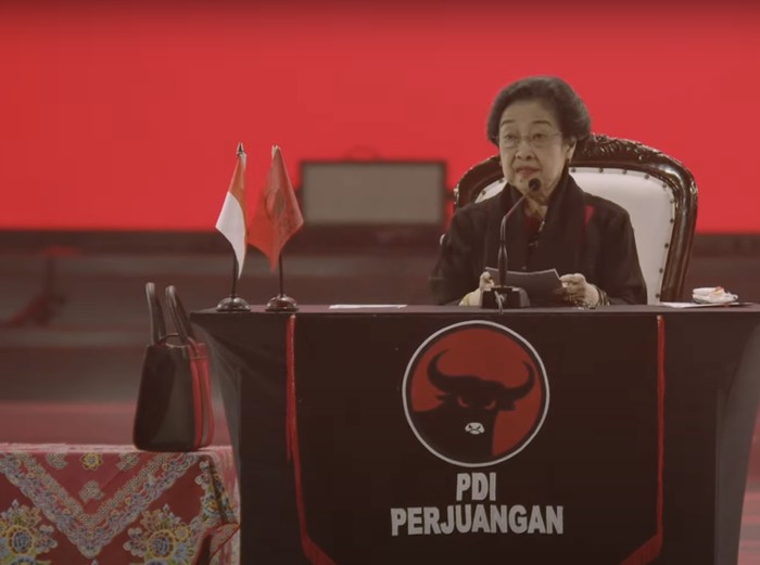 Megawati Soekarnoputri dalam acara Rakernas PDIP, Jumat (24/5/2024). (YouTube PDIP)