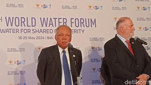 Menteri PUPR Basuki Hadimuljono memberikan keterangan pers di ITDC The Nusa Dua, Badung, Bali, Jumat (24/5/2024).