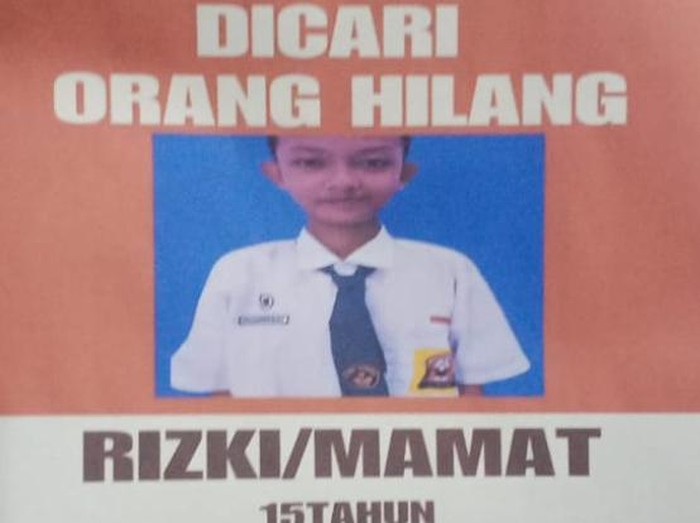 Muhamad Rizki (15) hilang usai dipulangkan dari sekolah saat jam pelajaran.