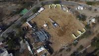 Foto drone panggung kampanye calon presiden Meksiko Jorge Alvarez Maynes yang roboh di kota San Pedro Garza Garcia di negara bagian Nuevo Leon.