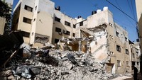 Pemandangan bangunan yang rusak pascaserangan Israel di kamp Jenin di Tepi Barat yang diduduki Israel, 23 Mei 2024.