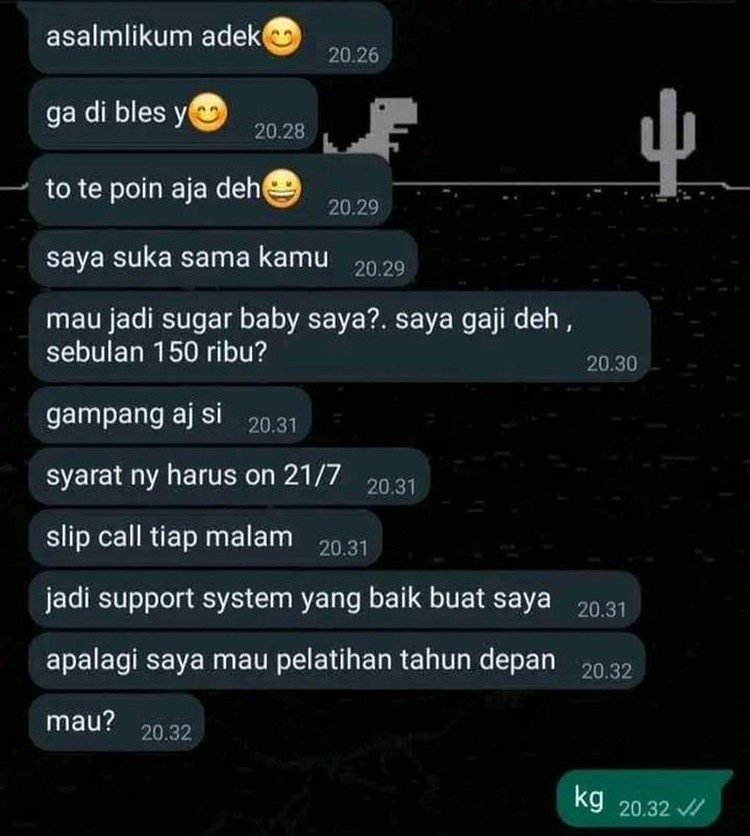 Chat WhatsApp random ini benar-benar bikin nyengir membacanya. Kok absurd banget ya, isi percakapannya? Aowkaowk.