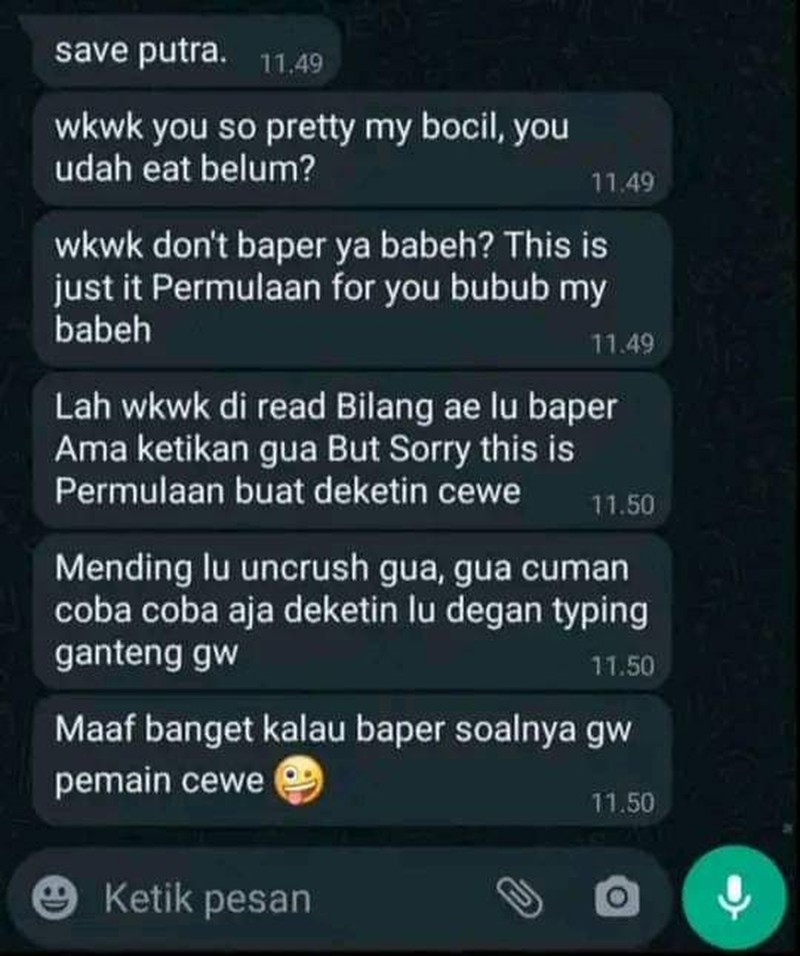 Chat WhatsApp random ini benar-benar bikin nyengir membacanya. Kok absurd banget ya, isi percakapannya? Aowkaowk.