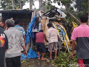 Tabrak Pohon, Truk Muatan Kayu Terguling di Panjatan Kulon Progo