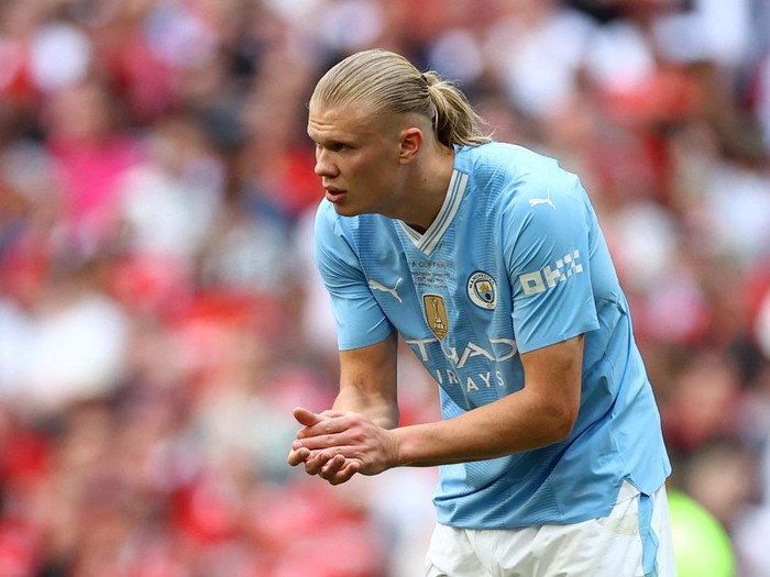 Soccer Football - FA Cup - Final - Manchester City v Manchester United - Wembley Stadium, London, Britain - May 25, 2024 Manchester City's Erling Braut Haaland reacts REUTERS/Hannah Mckay