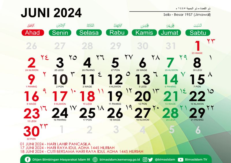 Kalender Hijriah Juni 2024