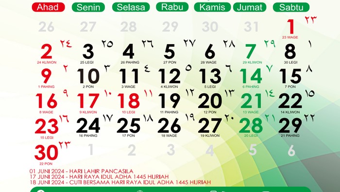 Kalender Hijriah Juni 2024