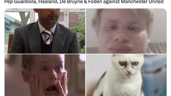 Guardiola dan para pemain City semalam kurang bagus performanya. Foto: Twitter