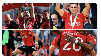 Diogo Dalot pun merayakan kemenangan di akun X-nya. Foto: Twitter