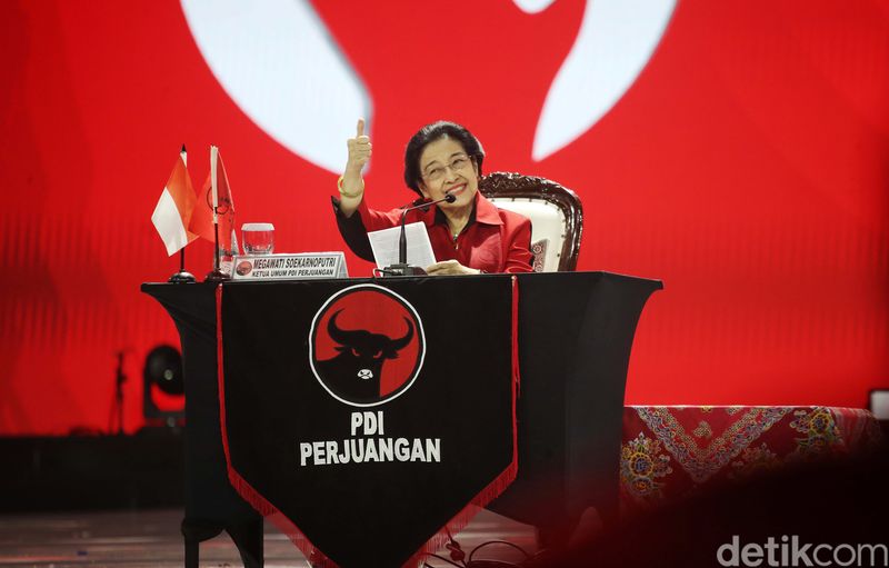 Rakernas V PDIP di Beach City International Stadium, Jakut, resmi ditutup, Minggu (26/5/2024). Rakernas ditutup dengan pidato Ketum PDIP Megawati Soekarnoputri.