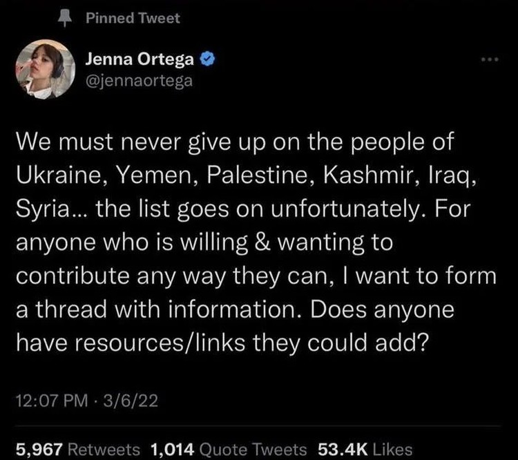 Jenna Ortega Seleb yang dukung Palestina.