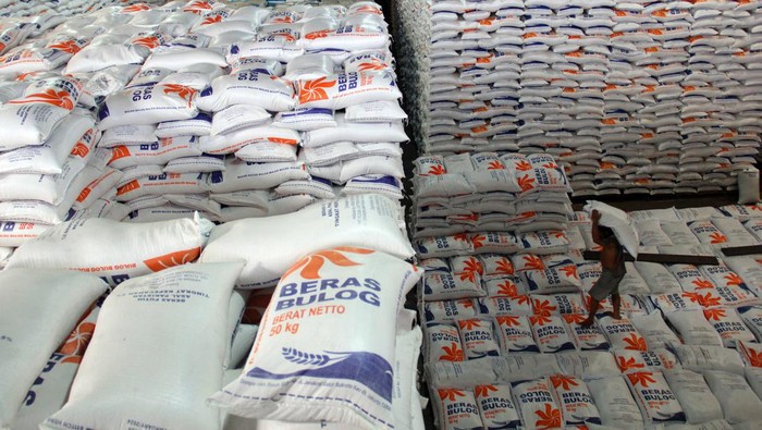Pekerja memikul karung beras di Gudang Bulog, Medan, Sumatera Utara, Selasa (28/5/2024). Perum Bulog Kantor Wilayah Sumatera Utara menerima beras impor dari Thailand sebanyak 10 ribu ton dan dari Pakistan sebanyak 10 ribu ton. ANTARA FOTO/Yudi Manar/rwa.