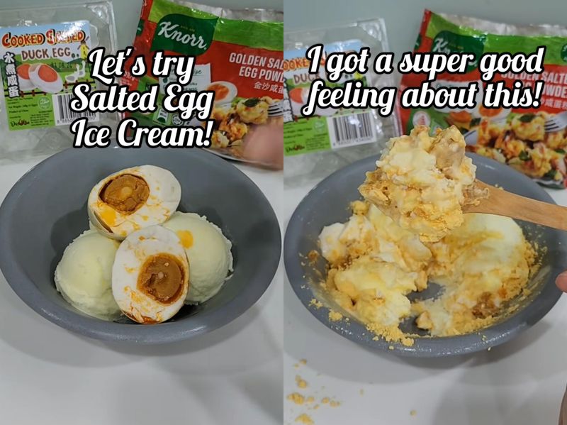 es krim nyeleneh pakai topping sarden hingga telur asin