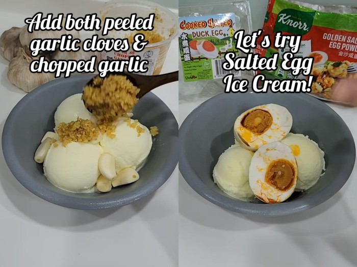 es krim nyeleneh pakai topping sarden hingga telur asin