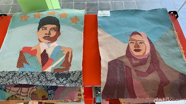 Potongan kain mozaik bermotif karya siswa Jurusan Tata Busana SMK N 1 Pandak