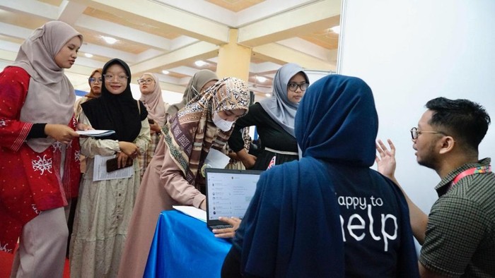 Suasana UMY Career Fair (UCF) 2024 di aula Masjid KH. Ahmad Dahlan UMY, Kasihan, Bantul. Foto diunggah Selasa (28/5/2024).