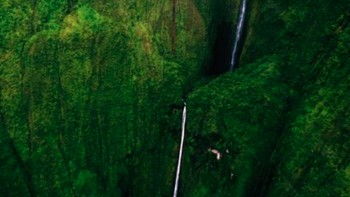 #4 Air Terjun Oloupena, Amerika Serikat. Terletak di pantai timur laut pulau yang terisolasi. Dengan ketinggian 900 meter, Air Terjun Oloupena adalah aliran sungai yang mengalir di sisi salah satu tebing tepi pantai tertinggi di dunia, Tebing Haloku, tebing yang sama dengan asal mula Air Terjun Puukaoku. Foto: Hubpages