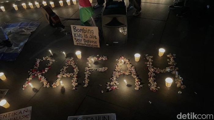 Aksi untuk Rafah di Monumen Asia Afrika, Kota Bandung, rabu (29/5/2024)