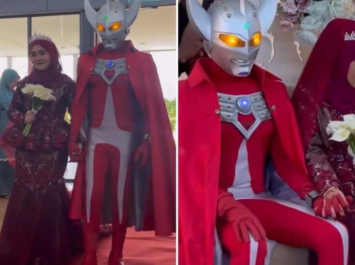 Beredar video pernikahan pengantin pria mengenakan kostum Ultraman mendadak viral di media sosial