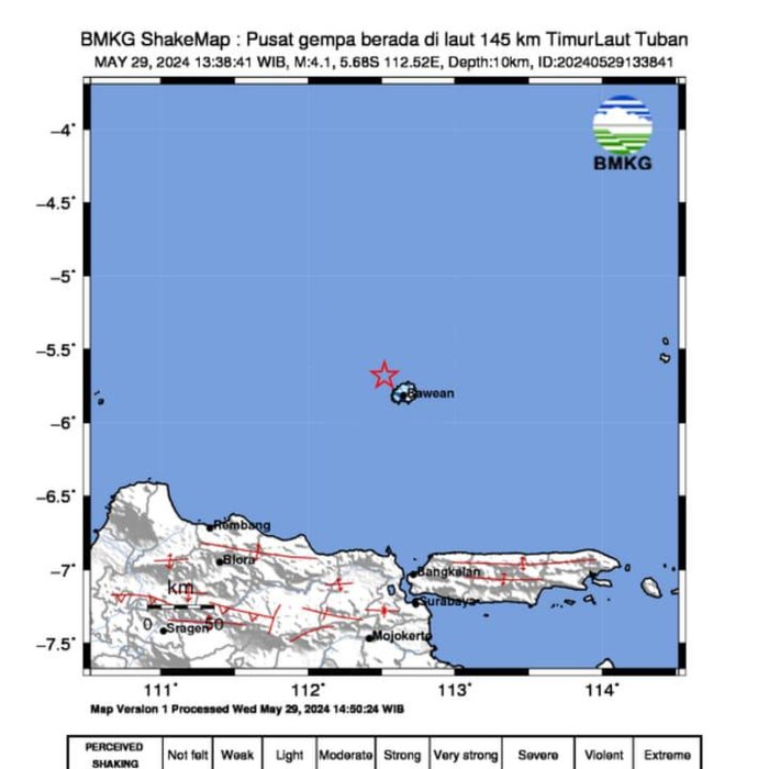 Gempa Tuban M 4,1