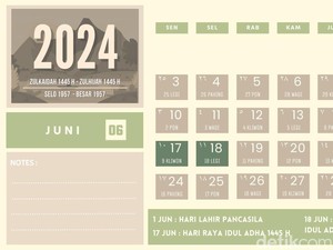 Daftar Libur Nasional, Cuti Bersama, Serta Hari Besar di Bulan Juni 2024