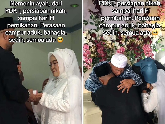 Kisah anak yang menceritakan menemani ayahnya mendapatkan jodoh lagi hingga ke pelaminan. Unggahan tersebut langsung viral di media sosial
