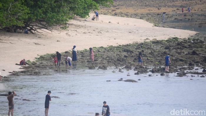 Kondisi Pantai Pasir Putih Cagar Alam Pangandaran saat airnya surut