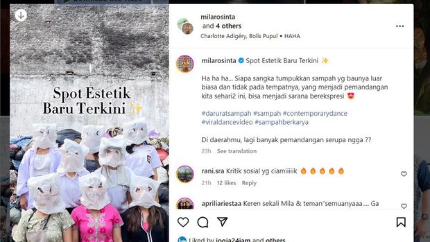 Mila Rosinta Totoatmojo bersama penari Mila Art Dance (MAD) menari di depan tumpukan sampah di sebuah gang daerah Gowongan, Jetis, Kota Jogja, Selasa (28/5/2024). Mila Rosinta Totoatmojo bersama penari Mila Art Dance (MAD) menari di depan tumpukan sampah di sebuah gang daerah Gowongan, Jetis, Kota Jogja, Selasa (28/5/2024).