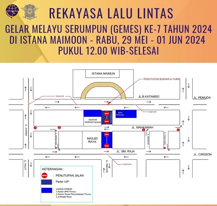 Rekayasa Lalu Lintas acara Gelar Melayu Serumpun di Medan. (Istimewa)