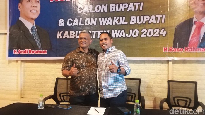Staf Ahli Sosial Politik Bupati Maros, Andi Rosman resmi berpasangan dengan Ketua DPD II Golkar Wajo, dr Baso Rahmanuddin (DBR) di Pilkada Wajo 2024.