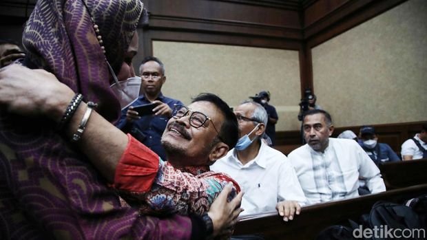Mantan Mentan Syahrul Yasin Limpo (SYL) kembali menjalani sidang lanjutan, Rabu (29/4/2024). Sebelum sidang, SYL sempat memeluk istri dan mencium kening cucunya.