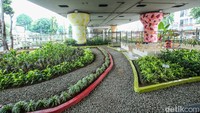 Selain tempat bermain ada pula taman yang dilengkapi dengan nama-nama tanaman sebagai bahan edukasi warga.