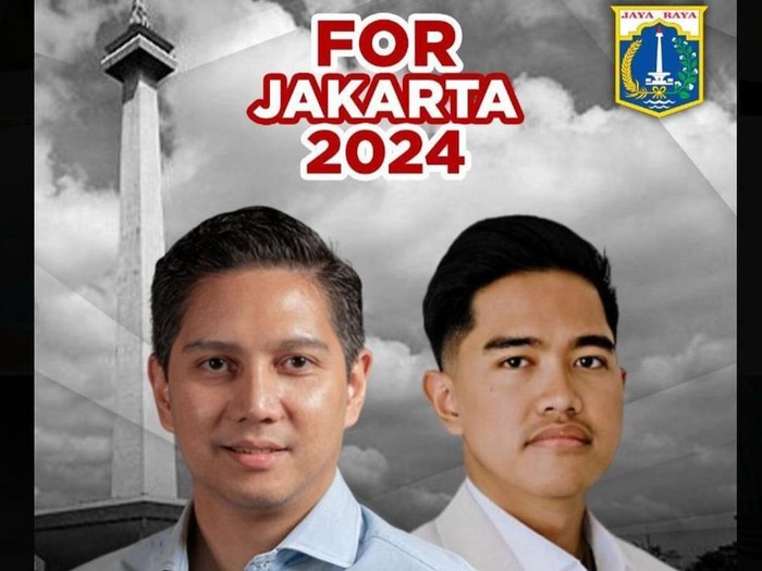 Poster Budi Djiwandono-Kaesang Pangarep for Jakarta 2024.