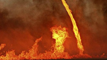 Tornado api yang kerap disebut sebagai fire devil ini bisa memiliki tinggi hingga 300 meter, dan Amerika Serikat selalu kedatangan tornado api setinggi itu tiap tahunnya. (Foto: Internet)