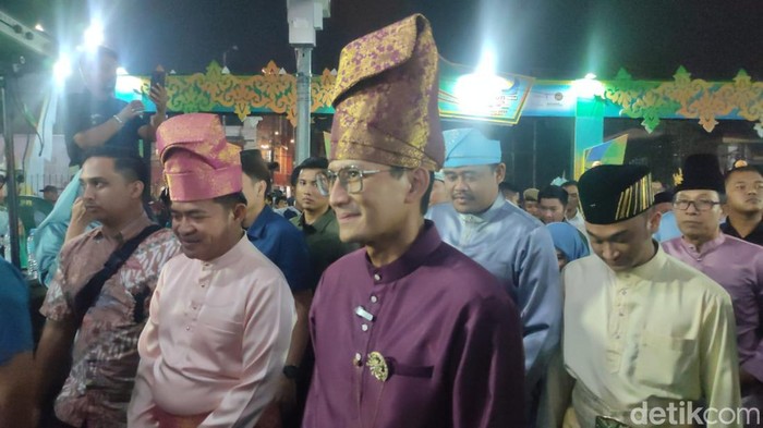 Sandiaga Uno saat menghadiri acara Gemas di Istana Maimun, Medan, Rabu (29/5) malam