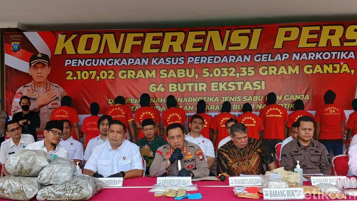 Satresnarkoba Polresta Barelang mengamankan 12 kurir narkoba di Batam selama bulan Mei 2024.(Alamudin Hamapu/detikSumut)