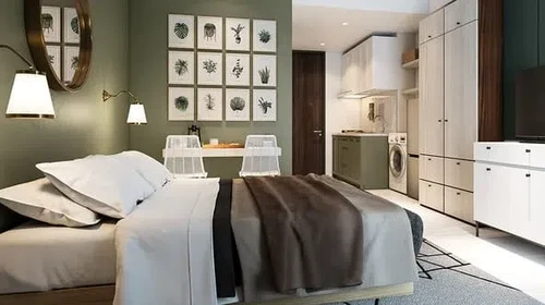 Tampilan dalam unit studio di West Vista Apartement tempat Nayunda tinggal.