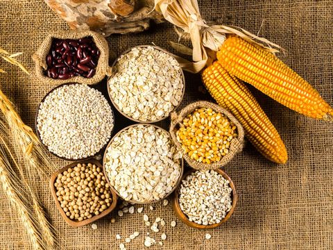 Cereal grains and seeds,beans on sackcloth, agriculture products .job's tears ,corns ,soybeans ,oat flakes ,barley flakes ,pearls barley ,red beans ,