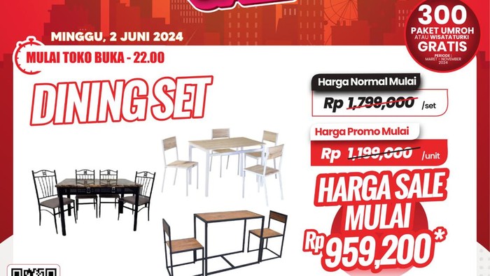 Hanya di Transmart Full Day Sale, Beli Set Meja Makan Cuma Rp 900 Ribuan