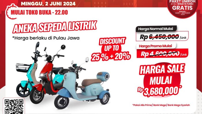 Sepeda Listrik Murah Mulai Rp 3 Jutaan di Transmart Full Day Sale