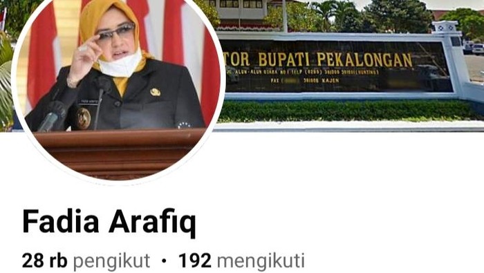 Foto tangkapan layar akun Facebook Bupati Pekalongan Fadia Arafiq.