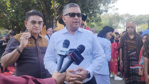 Sekjen PDIP Perjuangan Hasto Kritiyanto di Ende, Nusa Tenggara Timur (NTT), Sabtu (1/5/2024).