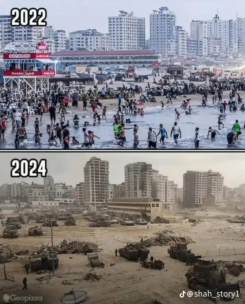 potret sedih gaza sebelum dan setelah dibombardir israel