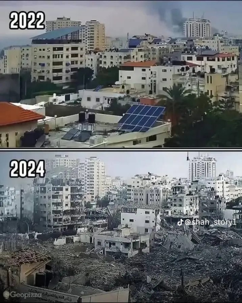 potret sedih gaza sebelum dan setelah dibombardir israel